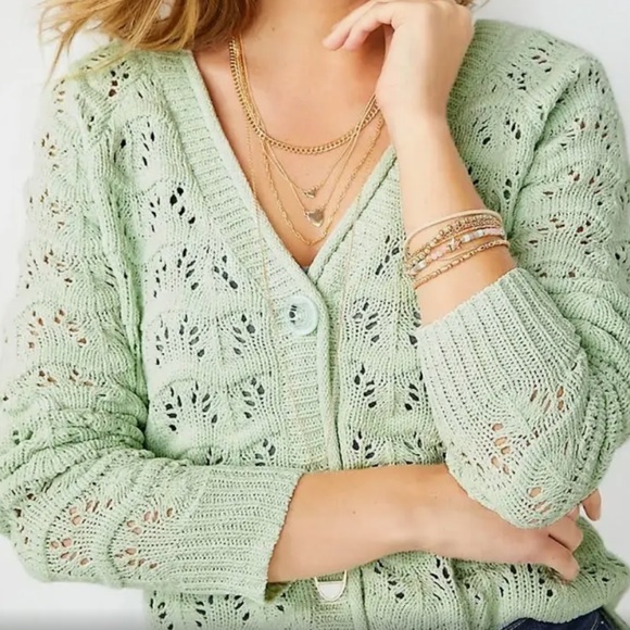 New! Maurices Wave Pointelle Stitch Button Front Cardigan - Picture 8 of 11